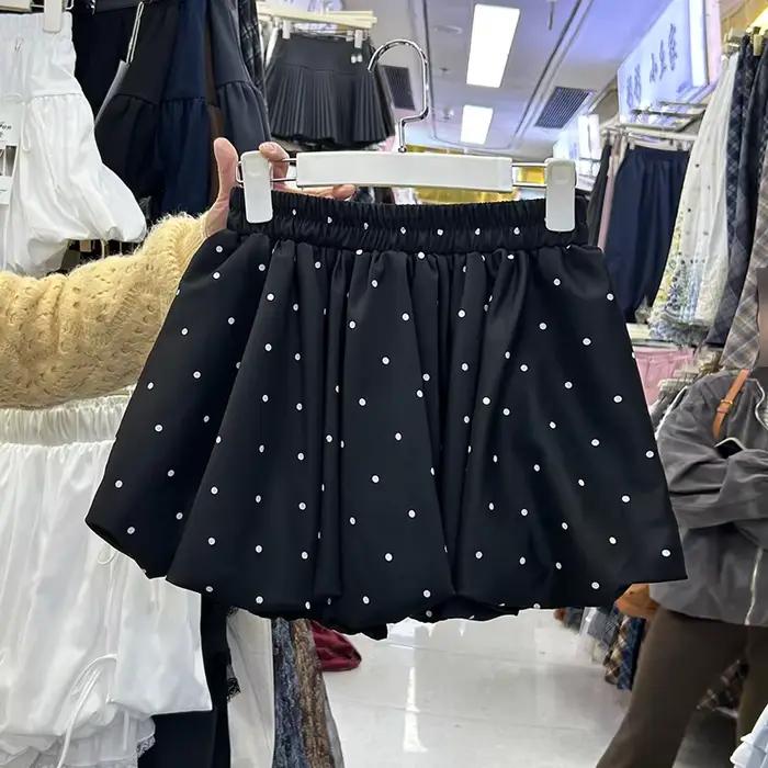 Mini-jupe blanche à pois, jupe courte d'été tendance pour femme