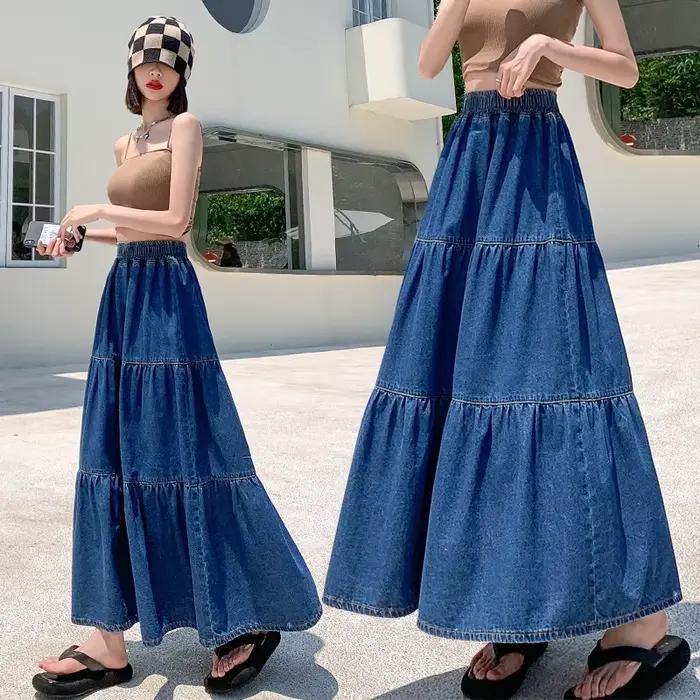 Jupe en jean Cake pour femme, collection automne 2026, taille haute élastique, effet amincissant, gr