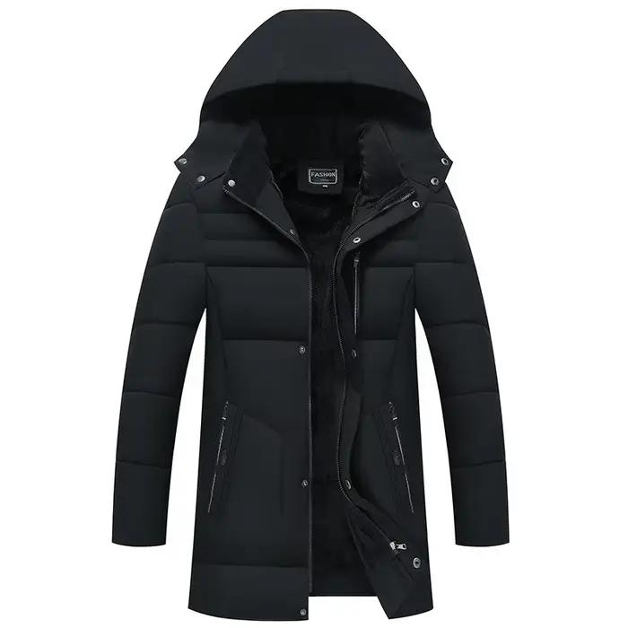 Manteaux d'hiver chauds en duvet de canard pour hommes, vestes longues matelassées à capuche, parkas