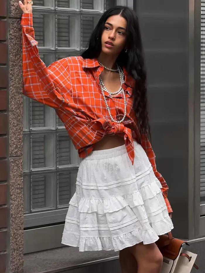 Printemps été blanc Mini jupe a-ligne taille haute Sexy mignon à volants Vintage Tennis jupe taille