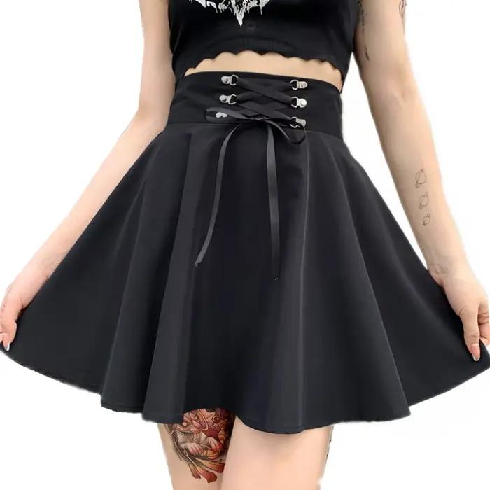 FICHOR – jupe gothique plissée à carreaux noirs pour femmes, Mini Style Hip Hop Punk, vêtements de c