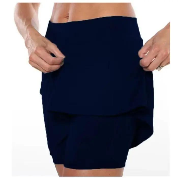 Fitness sport jupe short taille haute décontractée course Tennis Golf Shorts couleur unie Anti-expos
