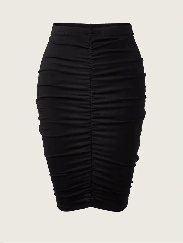 Jupe froncée élégante taille haute avec évent arrière pour femme – Parfaite pour la mode printemps e
