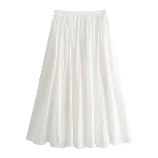 Jupe plissée pour femmes décontracté Chic blanc dames jupes TRAF femmes jupe Midi 2025 nouvelle mode