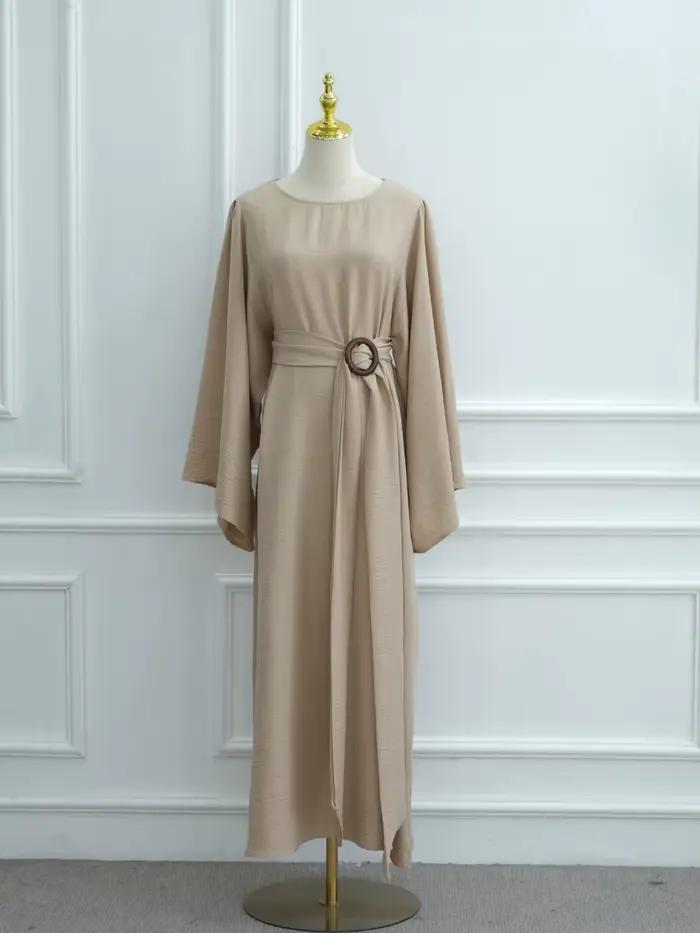 Robe longue décontractée Abaya de Dubaï pour femmes musulmanes du Moyen-Orient, Kaftan uni modeste p