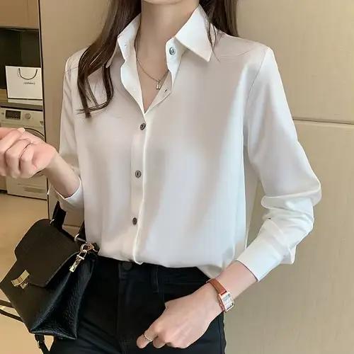 Blusas Blouses Femme à manches longues vert blanc Blouse haut pour femme Blouse femmes Blusas Mujer