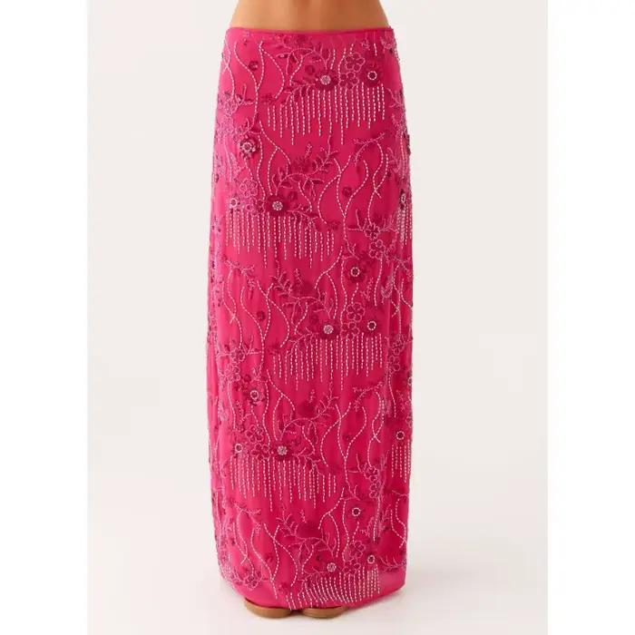Jupe moulante brodée de paillettes pour femmes, Sexy, élégante, extensible, taille haute, florale, S