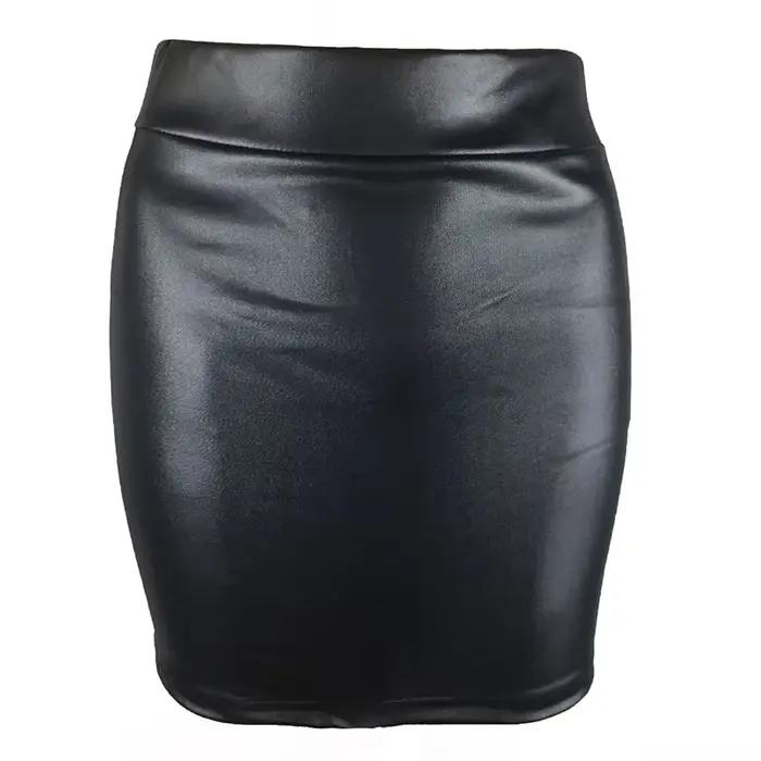 Jupe moulante taille haute, jupe sexy en simili cuir