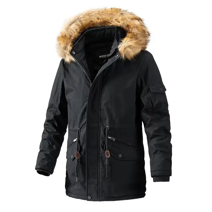 Vestes longues chaudes d'hiver 2026 pour hommes, manteaux en polaire chauds, vestes à capuche avec c