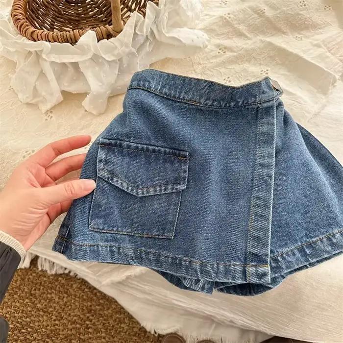 HoneyCherry Nouveaux produits d'été : jupe-short en jean pour filles, short en jean de style utilita