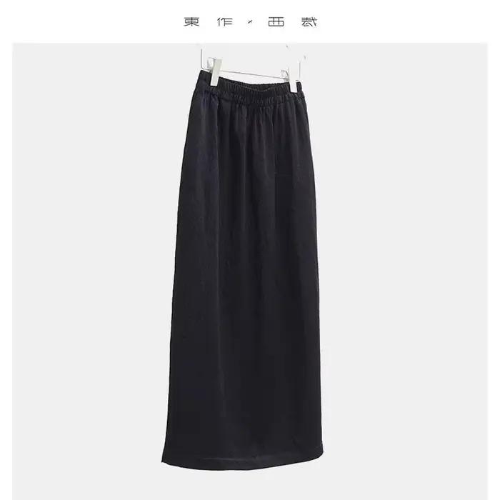 Jupe 100% Acétate, Jupe Longue en Satin à Fente, Jupe Moulante, Nouvelle Mode Printemps-Été pour Fem