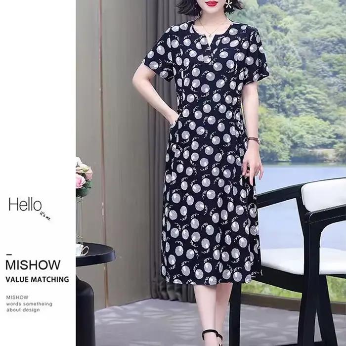 2025 Robe grande taille Robe d'été Robe Femme femmes décontracté à manches courtes Boho Vintage impr