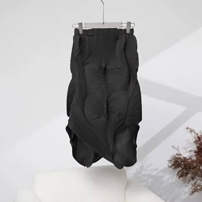 Miyake plissé couleur unie demi-jupe 2025 été nouvelle jupe demi-corps plissée irrégulière femmes mi