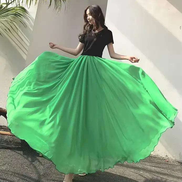 Jupe large en mousseline de soie à 720 degrés, danse sur la plage, danse carrée du Xinjiang, robe lo