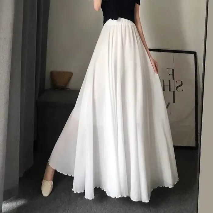Jupe féerique vintage mi-longue taille haute en coton et lin double épaisseur, nouvelle collection é