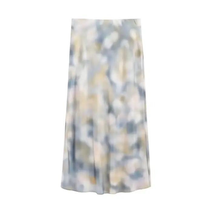 Ensemble jupe en soie tie-dye élégant et confortable pour femme, nouvelle collection printemps-été,