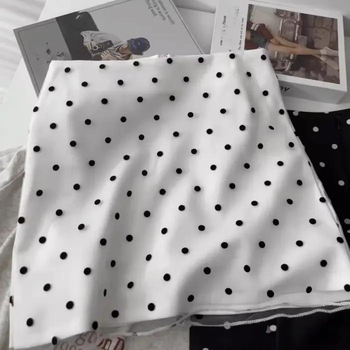 Jupe Vintage à pois pour femmes, vêtements de Style coréen, fermeture éclair, taille haute, décontra