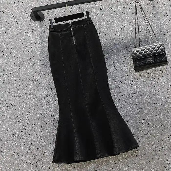 Mini jupe en jean bleue taille haute pour femmes, mode d'été élastique, polyvalente, Design fin, fen