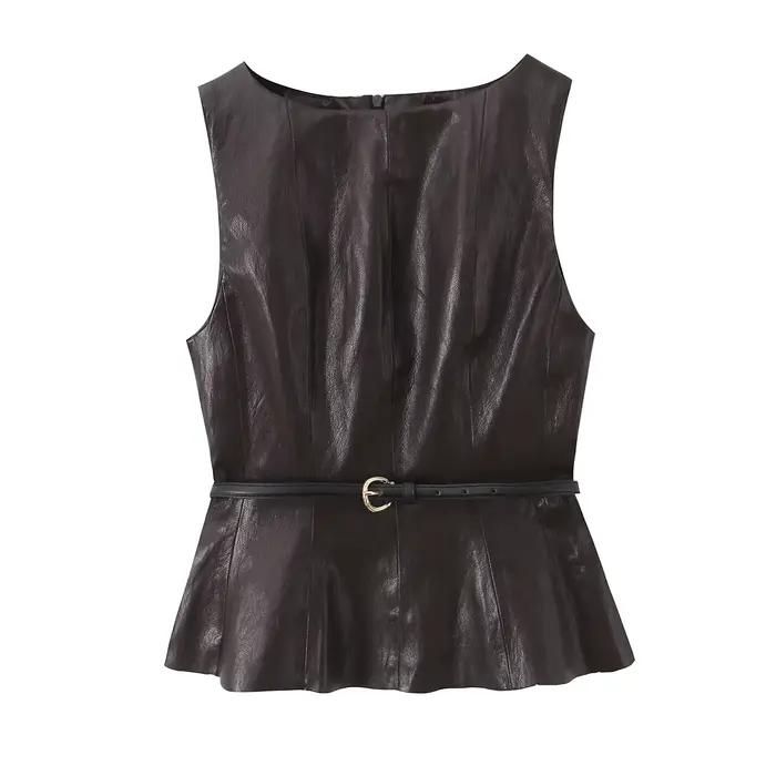 Ensemble Jupe et Haut Court Femme HH 2026 – Tendance, Sans Manches, avec Fermeture Éclair et Ceintur