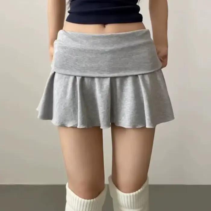 Jupes froncées à taille haute anti-exposition pour femmes, mini-jupe courte athlétique très élastiqu