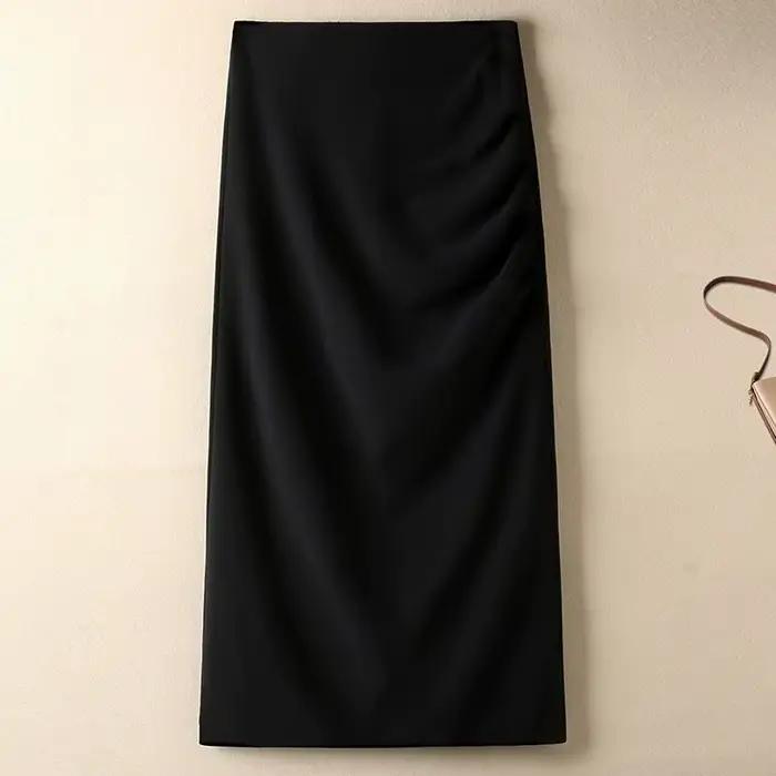 Ensemble jupe plissée professionnelle pour femme, style navetteur, avec fente arrière, taille haute,