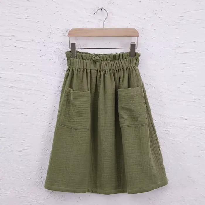 Jupes pour filles en gaze de coton 100% à taille élastique plissée, été 2026, nouvelle jupe décontra