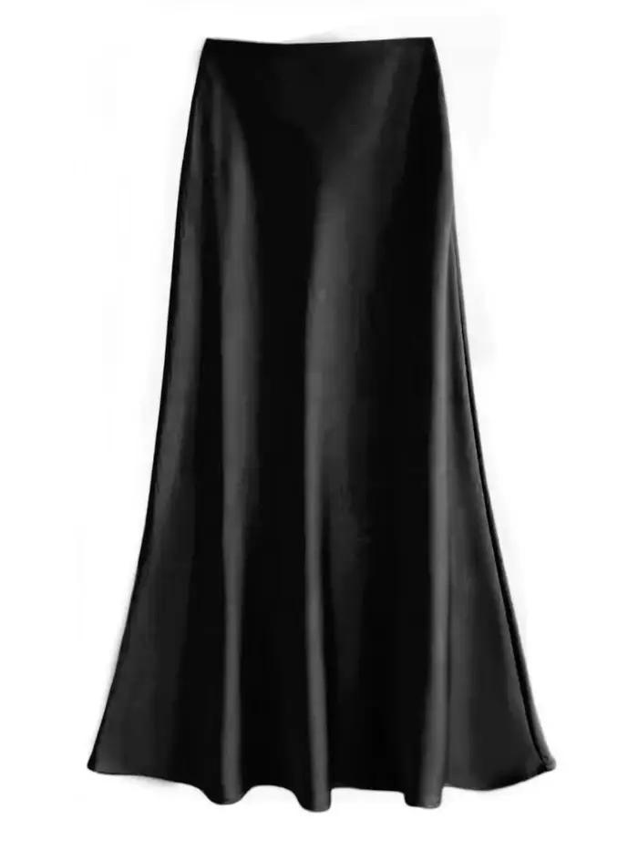 Jupe mi-longue en tissu soyeux de haute qualité, coupe sirène, style A, pour femmes, 2024