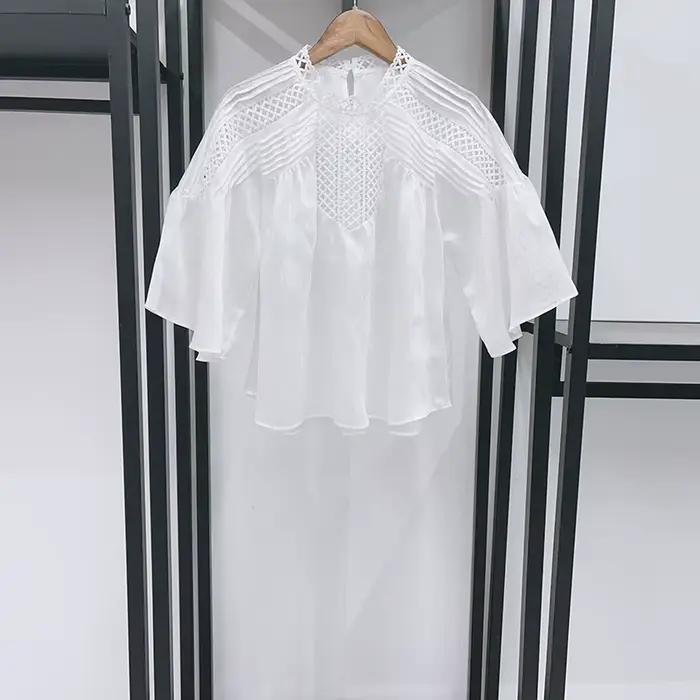 Jupe longue plissée ample taille haute pour femme ou haut asymétrique en maille ajourée – Nouveauté