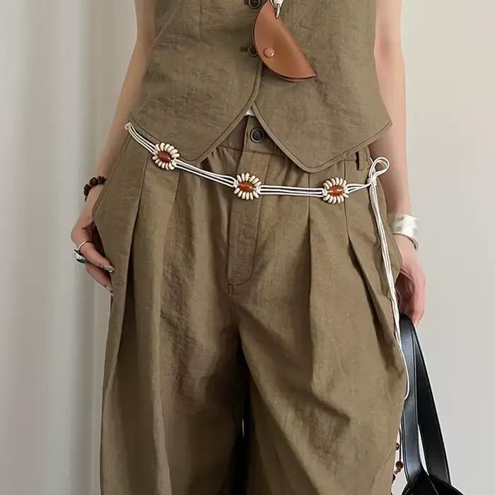 Ceinture de taille en perles de fleurs de Style bohémien pour femmes, jupe polyvalente haut de gamme
