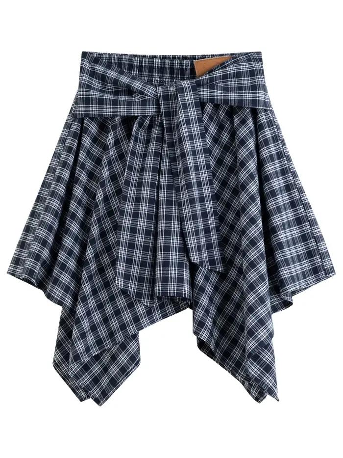  FSLE Summer 2025 Jupe trapèze texturée - Taille haute Ourlet fluide Longueur midi Conception de st