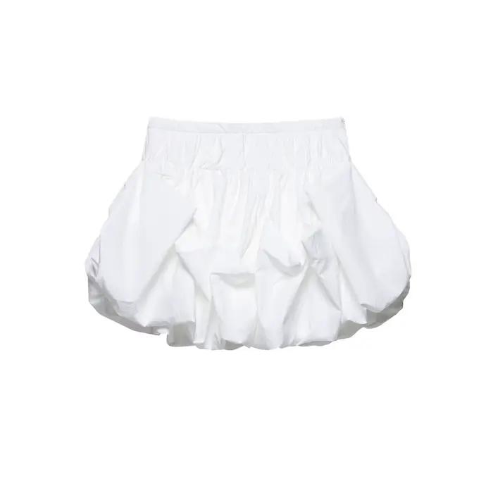 HH femme Chic blanc solide décontracté ballon Version Mini jupe femmes mode d'été taille haute côté