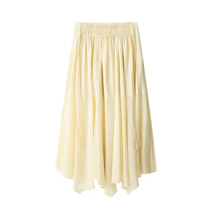 HH femmes élégant jupe costume solide manches longues dentelle chemise ample + fermeture éclair plis