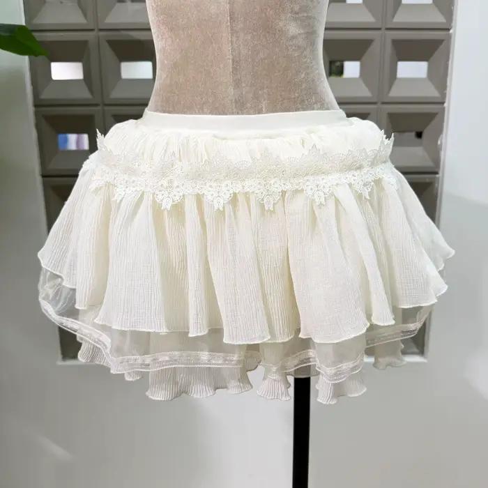 IEQJ – jupe trapèze d'été pour femmes, mini-jupe bouffante blanche à plusieurs couches, nouveau desi