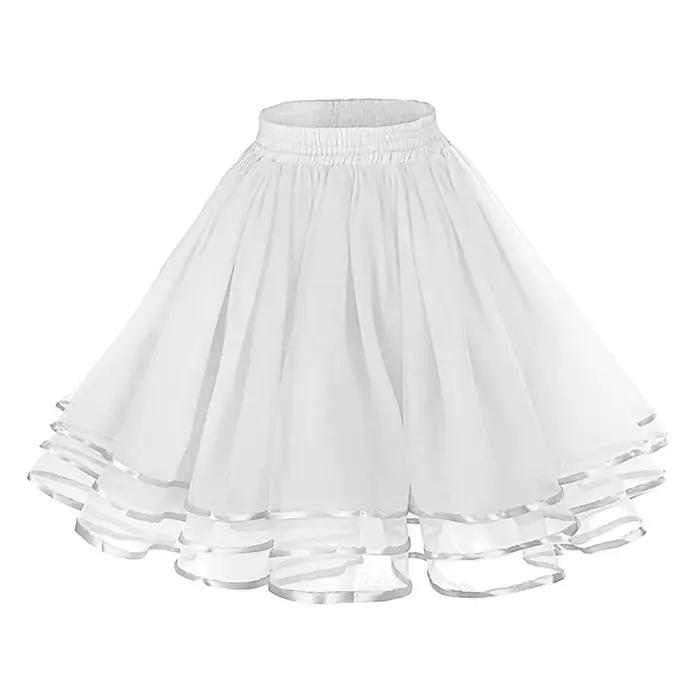 50CM Tutu jupe pour femmes extensible Mini évasé jupe décontractée Ballet Performance taille élastiq
