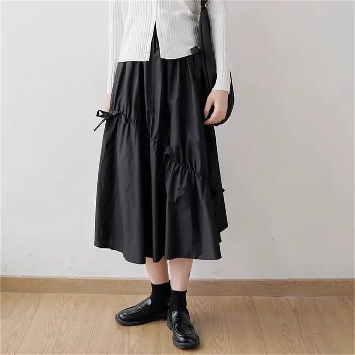 Jupe midi blanche à nœud papillon taille haute pour filles, nouveau style d'été, amincissante, pour