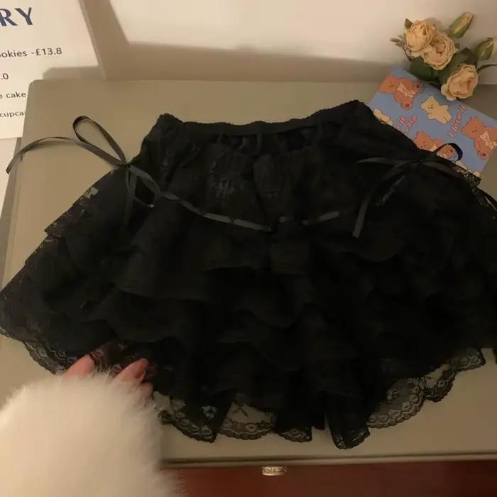 Dentelle Sexy douce jupe d'été femmes vêtements taille haute Harajuku blanc 2000s Kawaii corée arc M