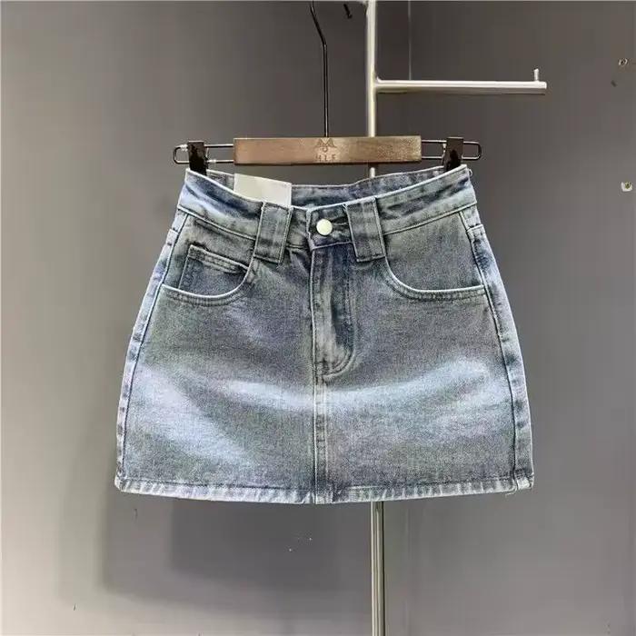 Femmes taille haute et mince bleu Denim été en forme de poire corps jupe été jupe femme Shorts Denim