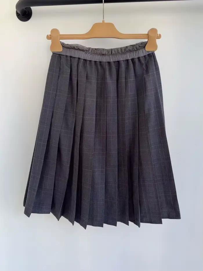 Mode 100% laine jupe plissée pour les femmes de haute qualité contraste taille élastique presse pli