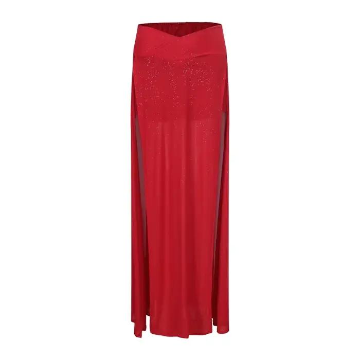 Jupe de danse du ventre élastique à paillettes à Double fente personnalisée, tenue inférieure, tenue