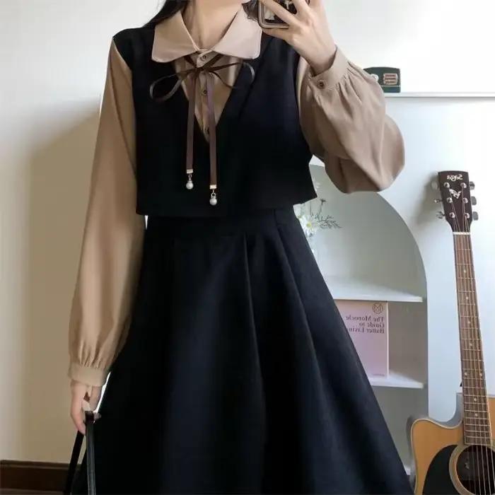 Robe longue élégante en velours côtelé à carreaux, style chinois vintage, nouvelle collection hiver