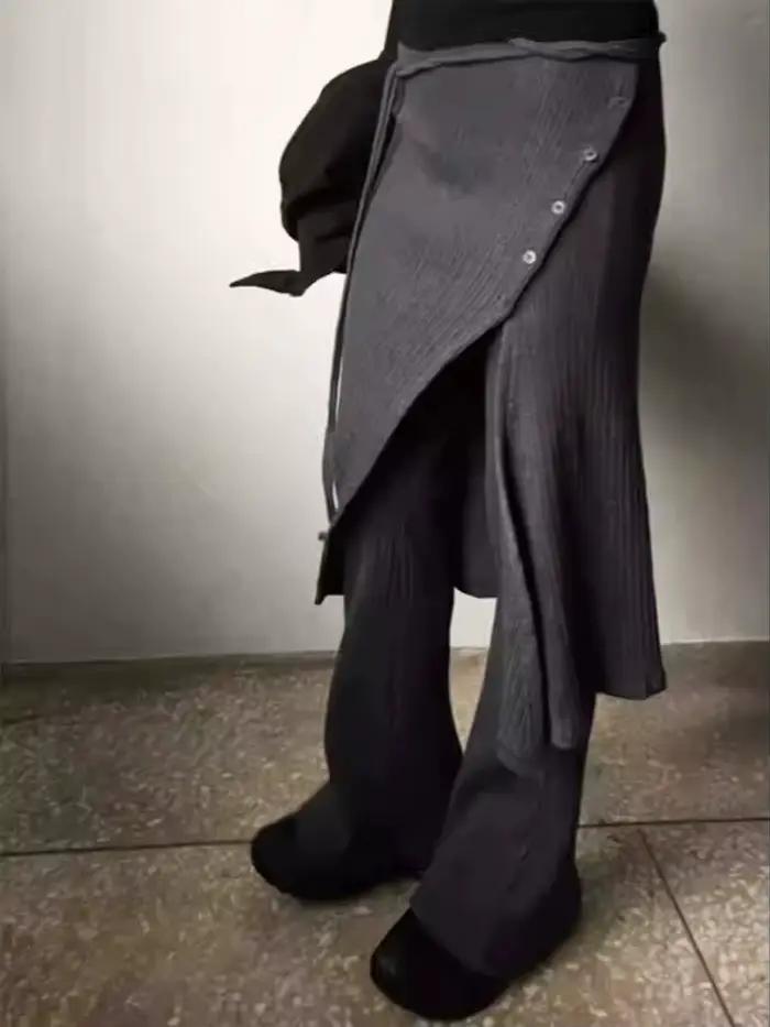2025 bas femmes mode rue Design fil tricoté boucle décontractée cravate fendue demi-corps jupe panta
