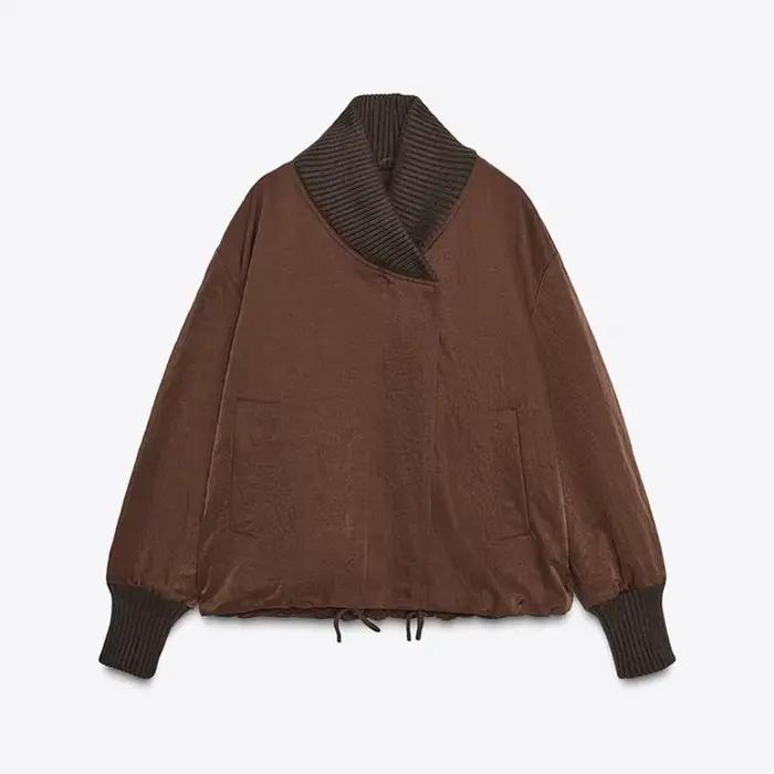 Cardigan élégant avec nœud à nouer pour femme, col en v, tricoté, contraste, manches longues, pulls,