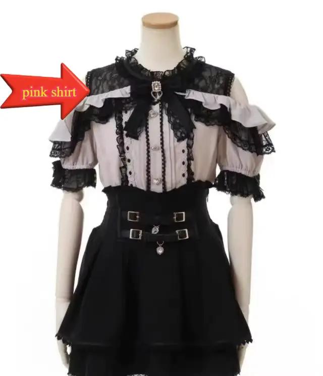 Jirai Kei Sweet Lolita Skort 2024 été-Double nœud papillon taille haute jupe courte avec boucle en c