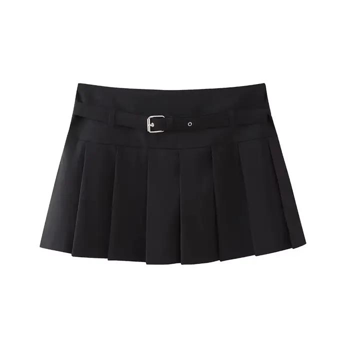 Jupes courtes plissées pour femmes, avec ceinture, fermeture éclair latérale, taille moyenne, jupe-s
