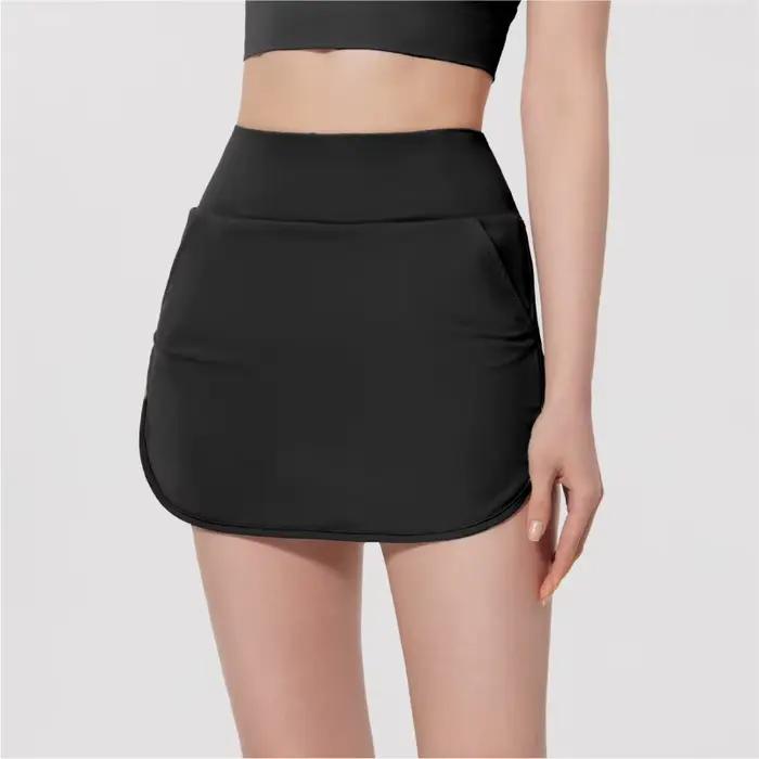 Jupe de tennis antireflet avec short intérieur pour femme, legging de yoga, jupe de course et de ten