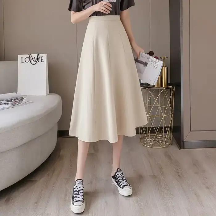 Vêtements une ligne vert femmes jupe bureau Midi jupes formelles pour femmes modeste Y2k haute quali