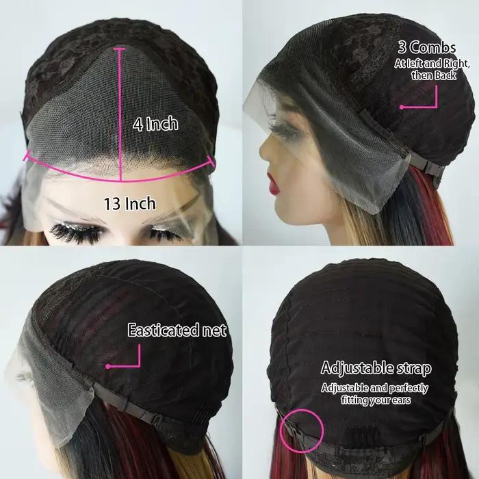 Perruque noire avec frange superposée vague de corps perruque avant en dentelle courte Bob dentelle frontale perruque 13x4 HD pré-épilée synthétique usage quotidien Cosplay