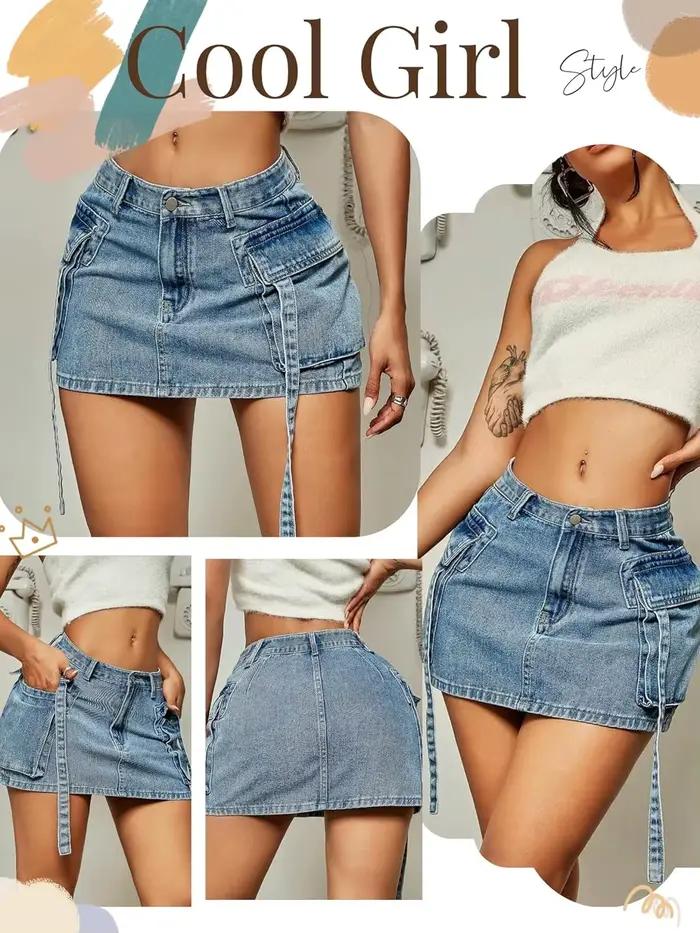 2026 nouvelle jupe Cargo femmes Y2k bouton Mini