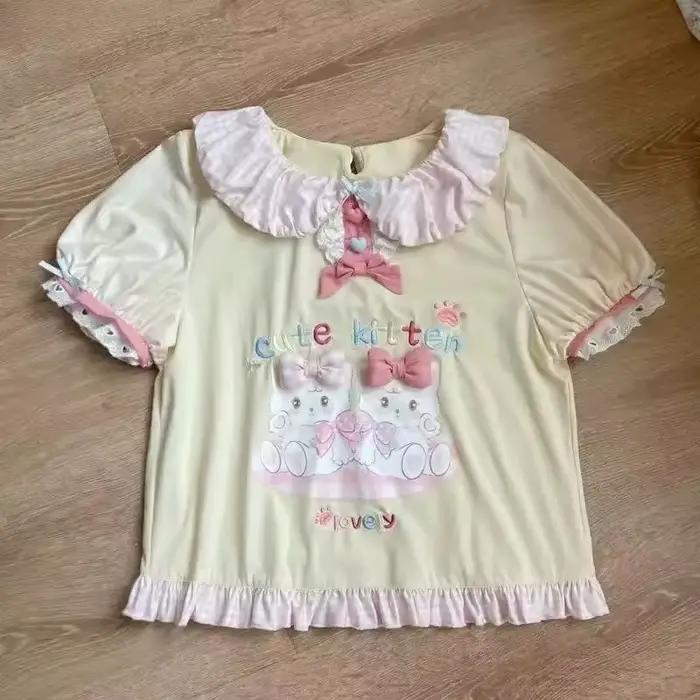 Nouvel ensemble jupe et t-shirt style Lolita Kawaii japonais pour femme