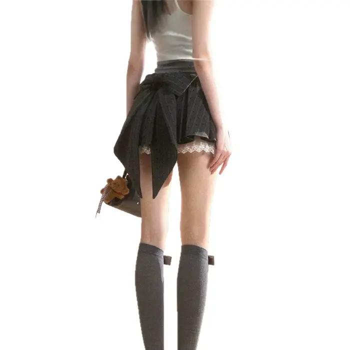 Jupe Mi-Longue Plissée Style Universitaire Motif Pois Avec Nœud Papillon Anti-Transparence Pour Femmes Occasions Spéciales Élégante Polyvalente Durabilité Comfortable